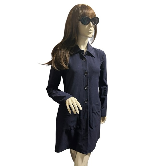 Eileen Fisher Blue Size XS/TP Crepe Classic Long Jacket NWOT - Picture 2 of 6